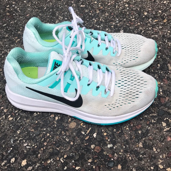 teal and white nikes